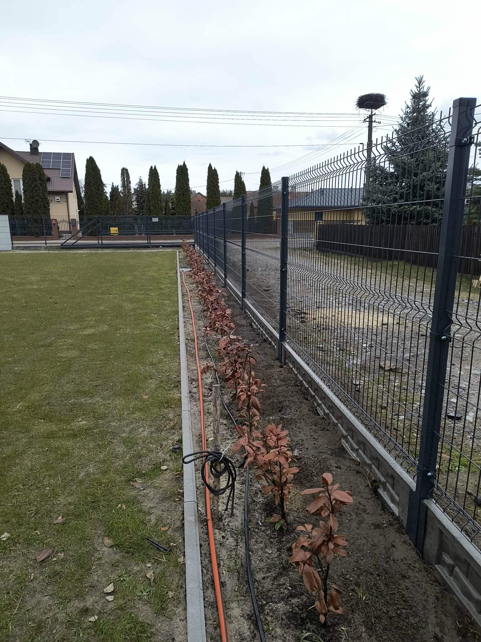 Montaż ogrodzenia panelowego wzdłuż trawnika